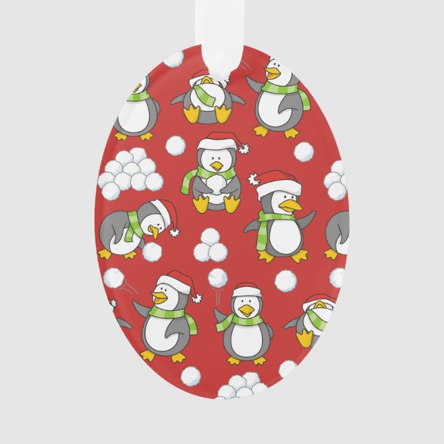 Christmas penguins background ornament (Front)