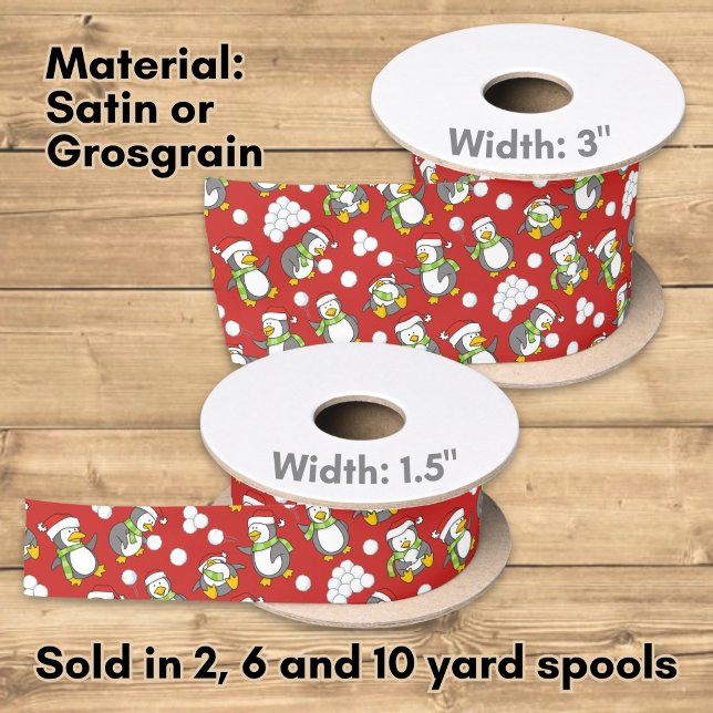 Christmas penguins background satin ribbon (Creator Uploaded)