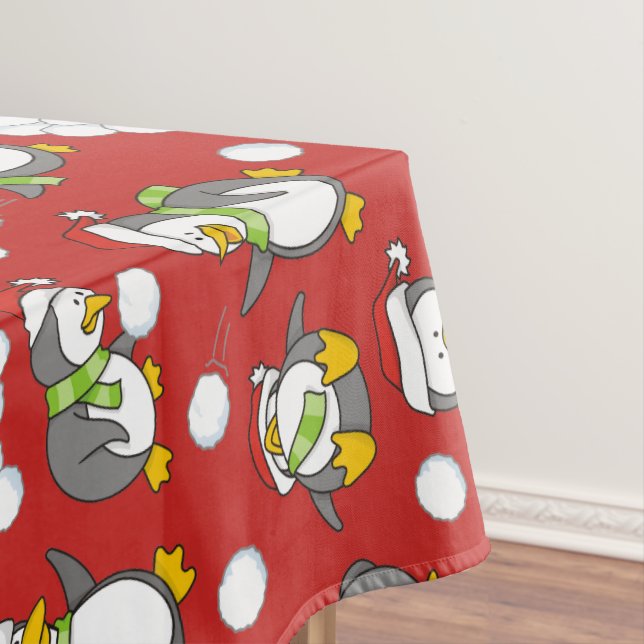 Christmas penguins background tablecloth (In Situ)