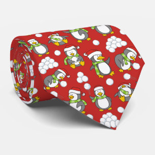 Christmas penguins background tie