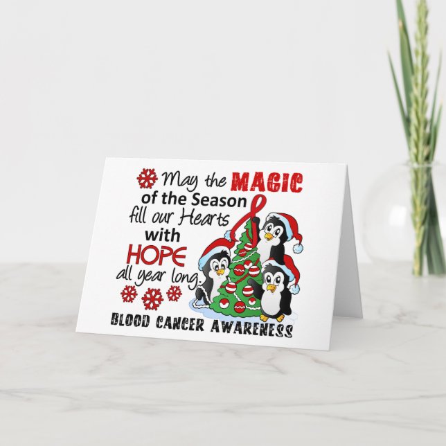 Christmas Penguins Blood Cancer Holiday Card (Front)