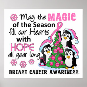 Christmas Penguins Breast Cancer Poster