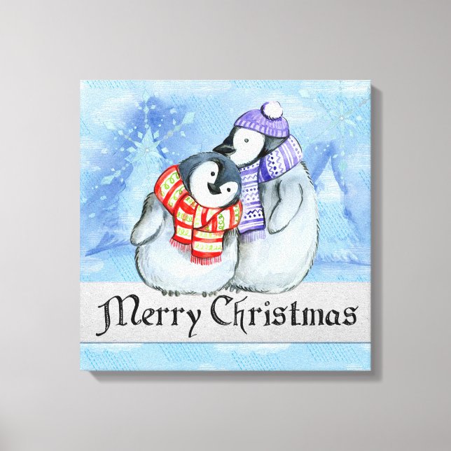 Christmas Penguins Canvas Print (Front)