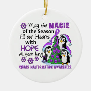 Christmas Penguins Chiari Malformation Ceramic Tree Decoration