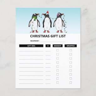 Christmas Penguins - Christmas Gift List Plans