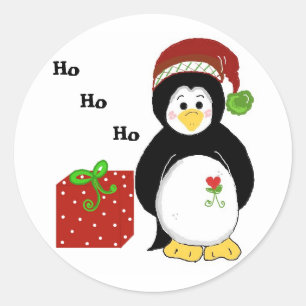Christmas Penguins Classic Round Sticker