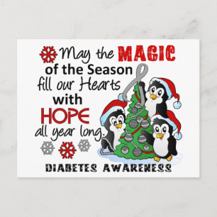 Christmas Penguins Diabetes Holiday Postcard