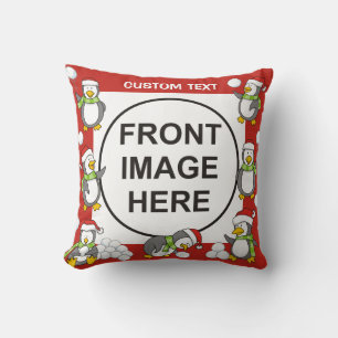 Christmas penguins frame cushion