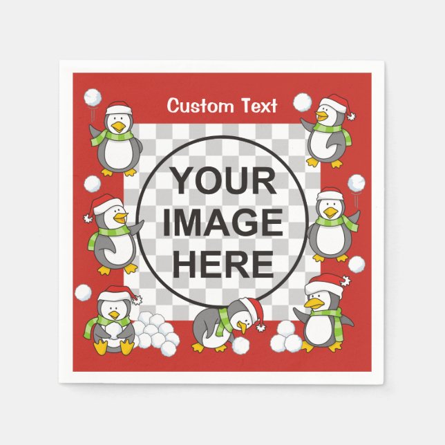 Christmas penguins frame napkin (Front)