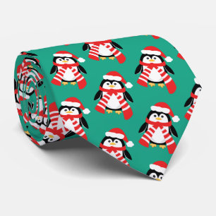 Christmas Penguins Funny Office Joke Tie