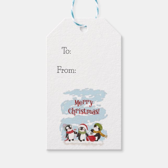 Christmas Penguins Gift Tags (Front)