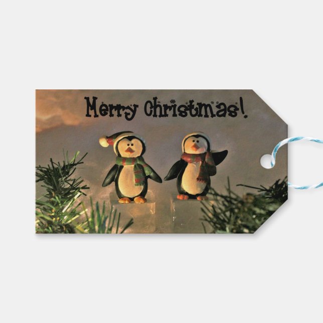 Christmas Penguins Gift Tags (Front (Horizontal))