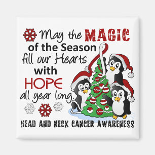 Christmas Penguins Head and Neck Cancer Magnet