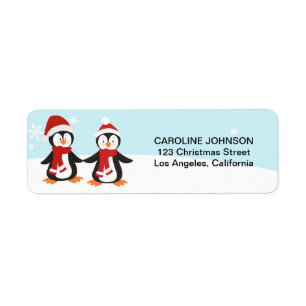 Christmas Penguins Holiday Address Labels