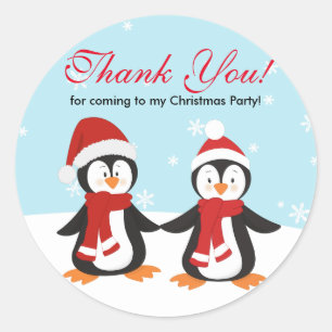 Christmas Penguins Holiday Thank You Sticker