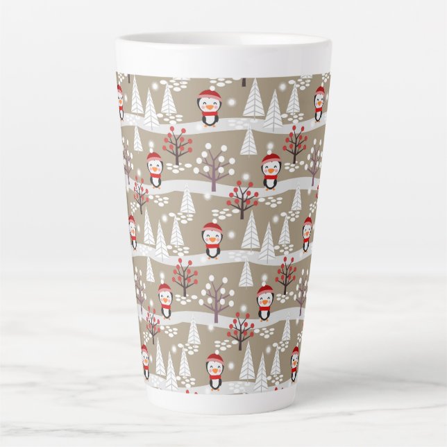 Christmas Penguins Latte Mug (Front)