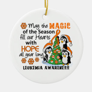 Christmas Penguins Leukaemia Ceramic Tree Decoration