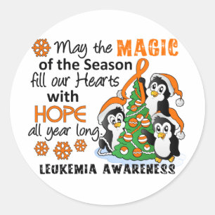 Christmas Penguins Leukaemia Classic Round Sticker