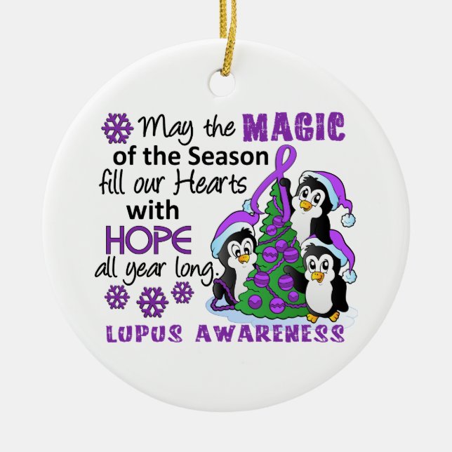 Christmas Penguins Lupus Ceramic Tree Decoration (Front)