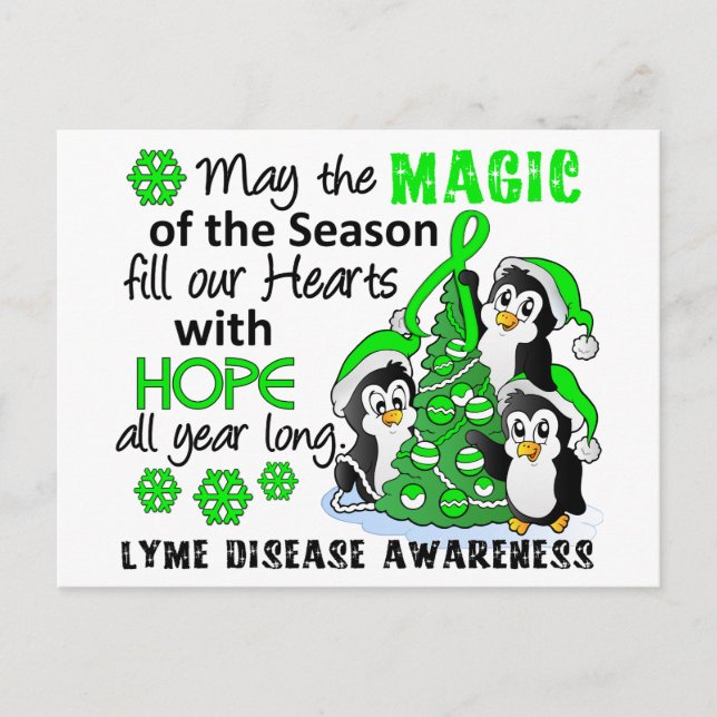 Christmas Penguins Lyme Disease Holiday Postcard (Front)