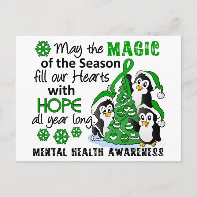 Christmas Penguins Mental Health Holiday Postcard (Front)