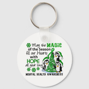 Christmas Penguins Mental Health Key Ring