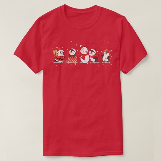 Christmas Penguins  Merry Christmas  Happy New Yea T-Shirt (Design Front)