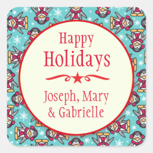 Christmas penguins name holiday gift sticker