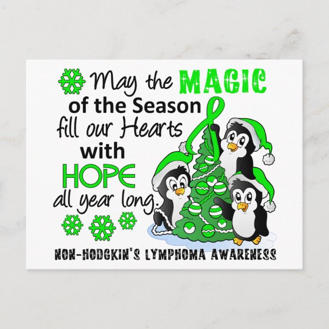 Christmas Penguins Non-Hodgkin's Lymphoma Holiday Postcard (Front)