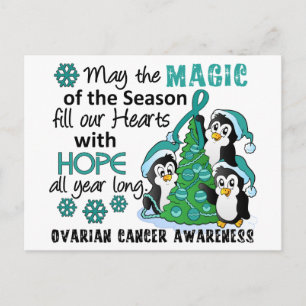 Christmas Penguins Ovarian Cancer Holiday Postcard