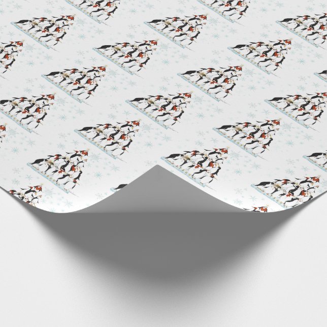 Christmas Penguins Pattern with Snow Flakes Wrapping Paper (Corner)