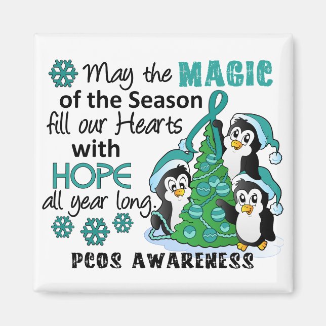 Christmas Penguins PCOS Magnet (Front)