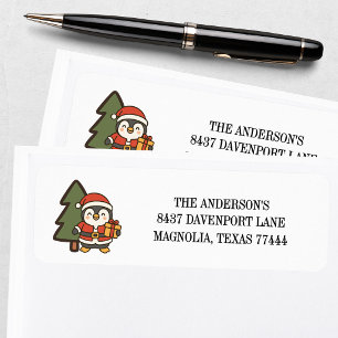 Christmas Penguins Red Green Return Address