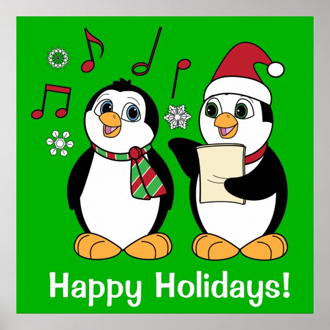Christmas Penguins Singing Poster (Front)