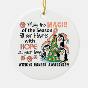 Christmas Penguins Uterine Cancer Ceramic Tree Decoration