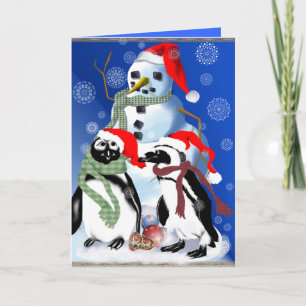 Christmas Penquin and Snowman Card