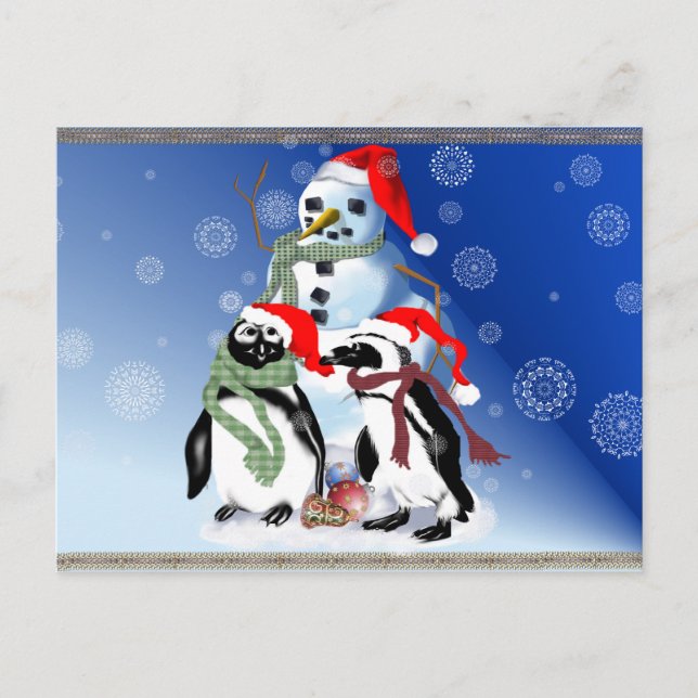 Christmas Penquin and Snowman Postcards (Front)