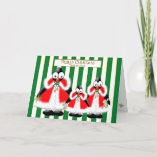 CHRISTMAS PENQUIN FAMILY GREETING - Stanta Suits Holiday Card