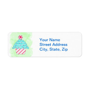 Christmas Pepperment Cupcake Green Custom Address