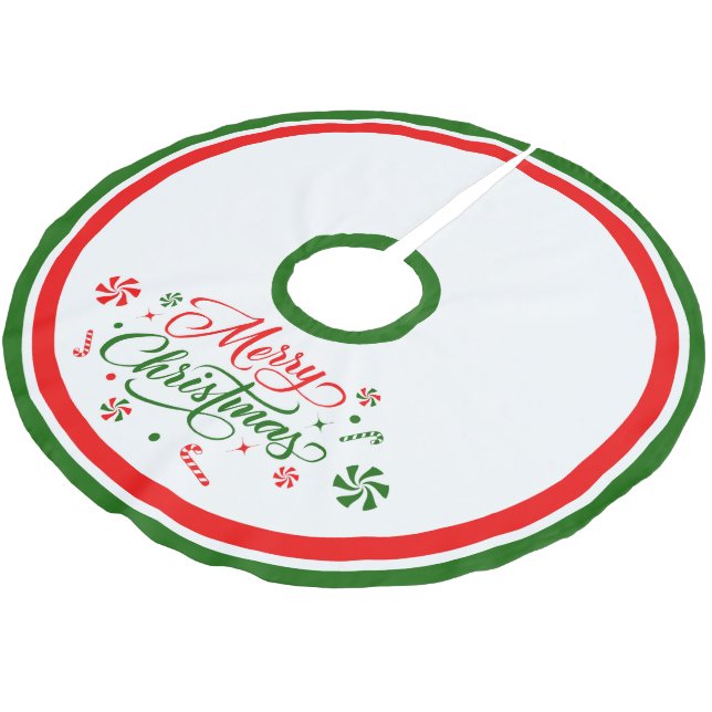 Christmas Peppermint Candy Brushed Polyester Tree Skirt (Angled)