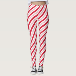 Christmas Peppermint Candy Cane Stripes Leggings