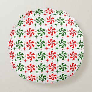 Christmas Peppermint Candy Round Cushion