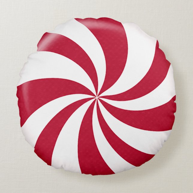 Christmas Peppermint Candy Round Cushion (Front)