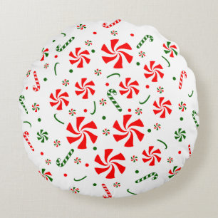 Christmas Peppermint Candy Round Cushion