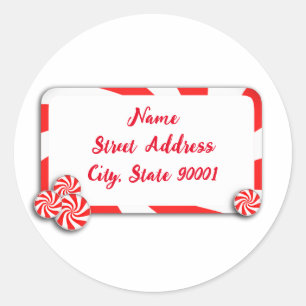 Christmas Peppermint Candy w/Tag Classic Round Sticker