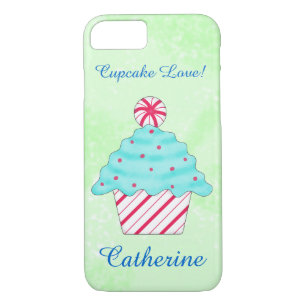 Christmas Peppermint Cupcake Art Name Personalised iPhone 8/7 Case