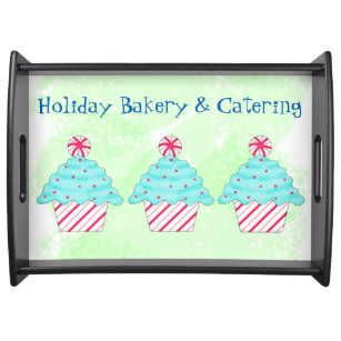 Christmas Peppermint Cupcake Catering Business Serving Tray