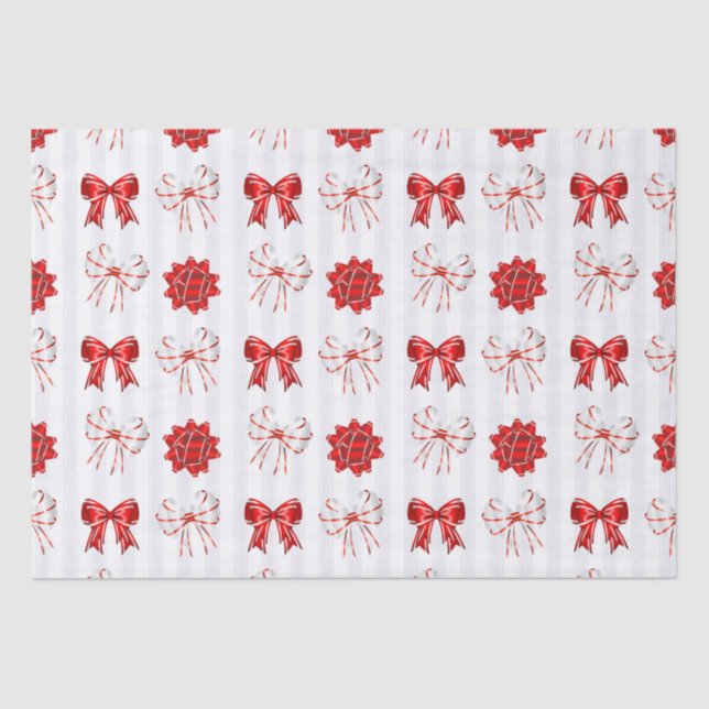 Christmas Peppermint | Festive Bow Pattern Tissue Paper (Front)
