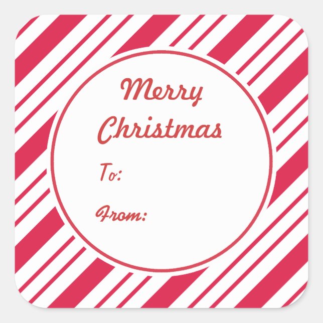 Christmas Peppermint Gift Tag Stickers (Front)