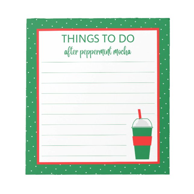 Christmas Peppermint Mocha Coffee To Do List Notepad (Front)